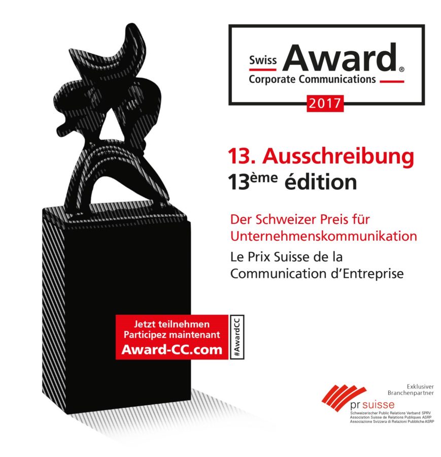 Ouverture du dépôt des candidatures pour le 13ème Swiss Award Corporate Communications®